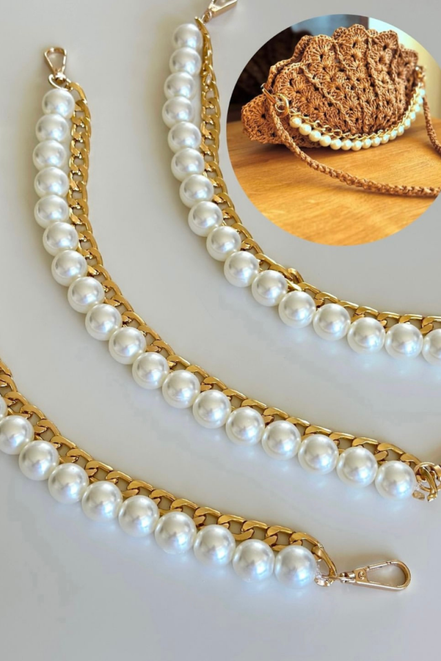 Zincirli İnci Çanta Kulpu