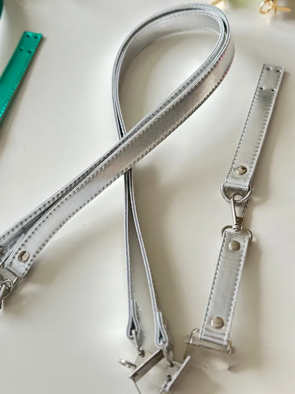 Parlak Askı Kapak Çanta Kiti gümüş