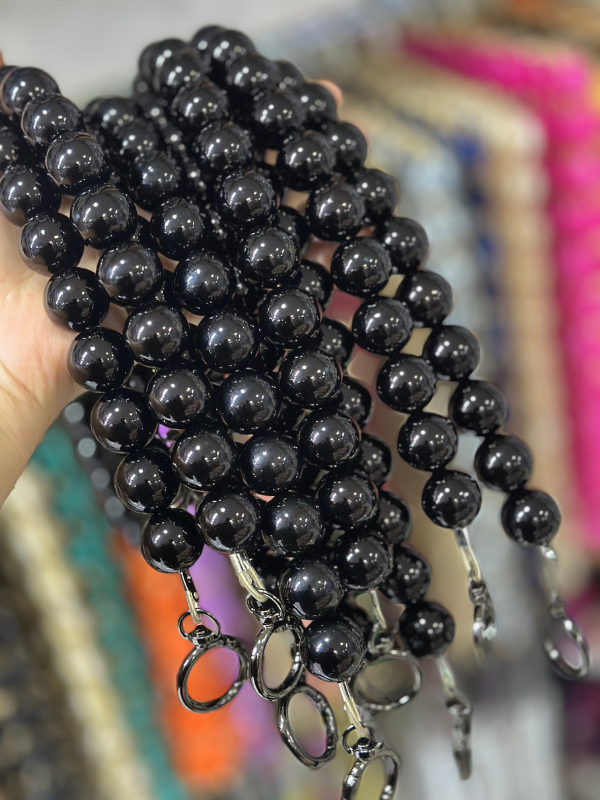 Siyah İnci Çanta Kulpu