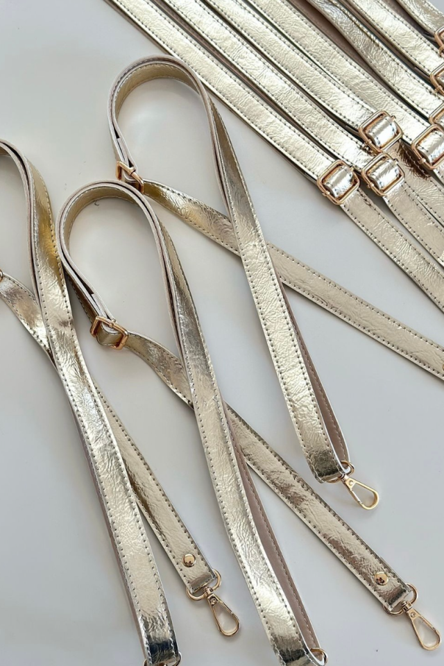 Light Gold Kancalı Deri Çanta Askısı